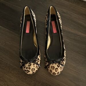 Betsey Johnson Leopard Print Flats with Black Bow